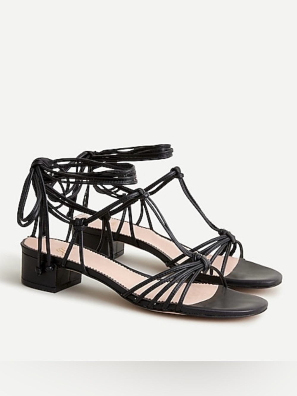J. Crew Florence Black Leather Strappy Low Block Heel Sandals Size 11